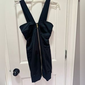 Bebe sport Black Mini Dress with Thick Straps and Gold Zipper Sz Small